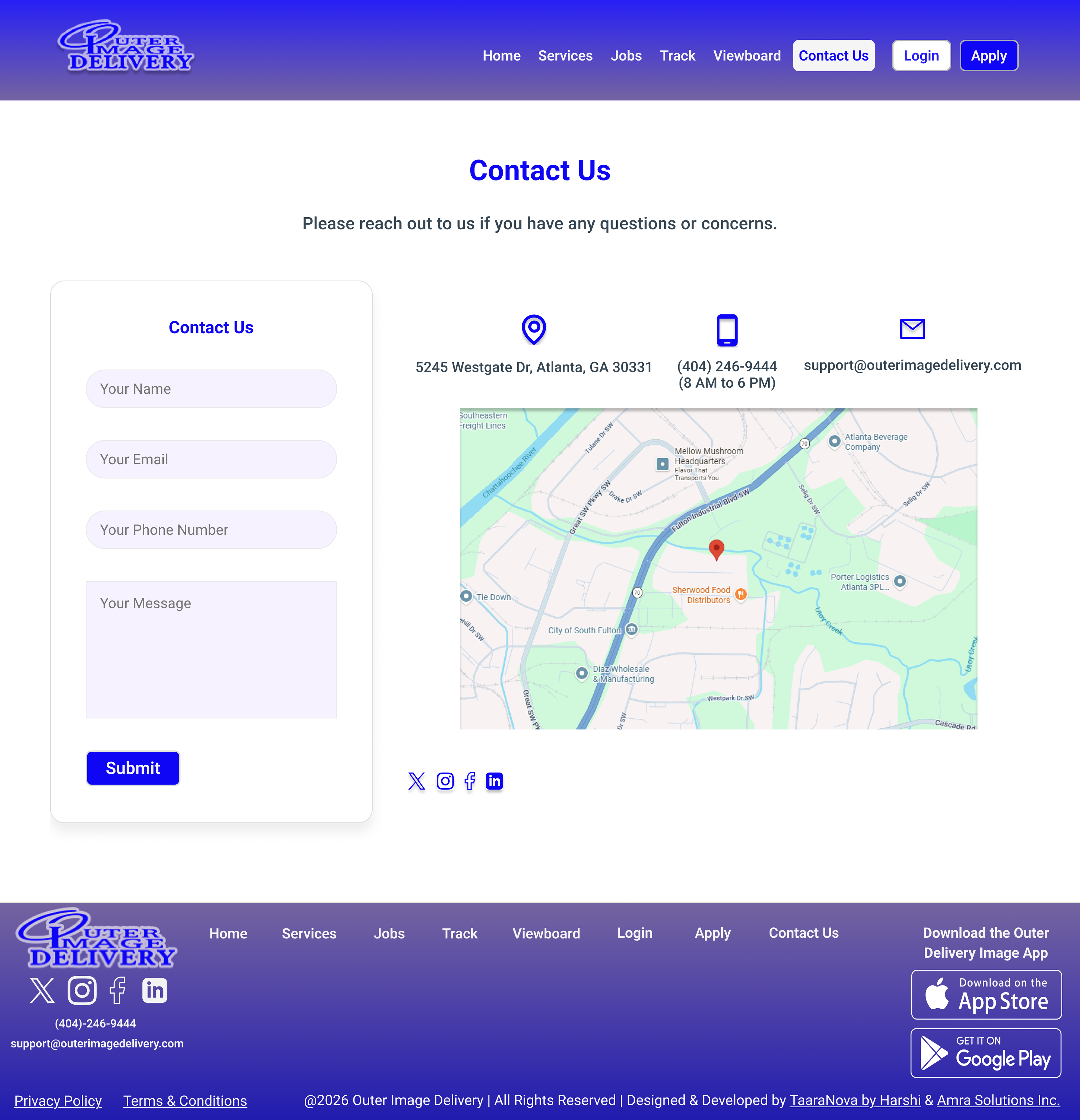 Redesigned Contact Us Page Screenshot
